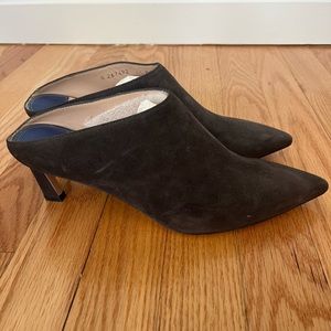 Stuart Weitzman Gray Suede Mira Mules